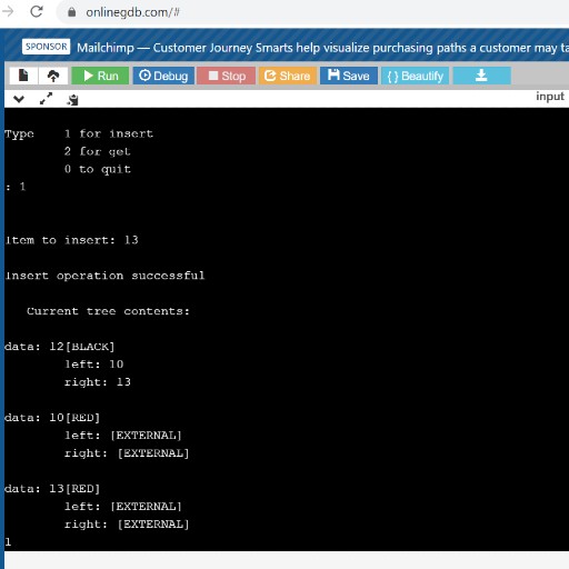 Red Black Tree Demo in C++